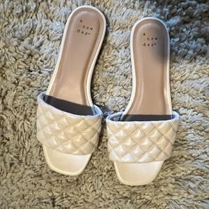 Target - A New Day white quilted sandals worn once